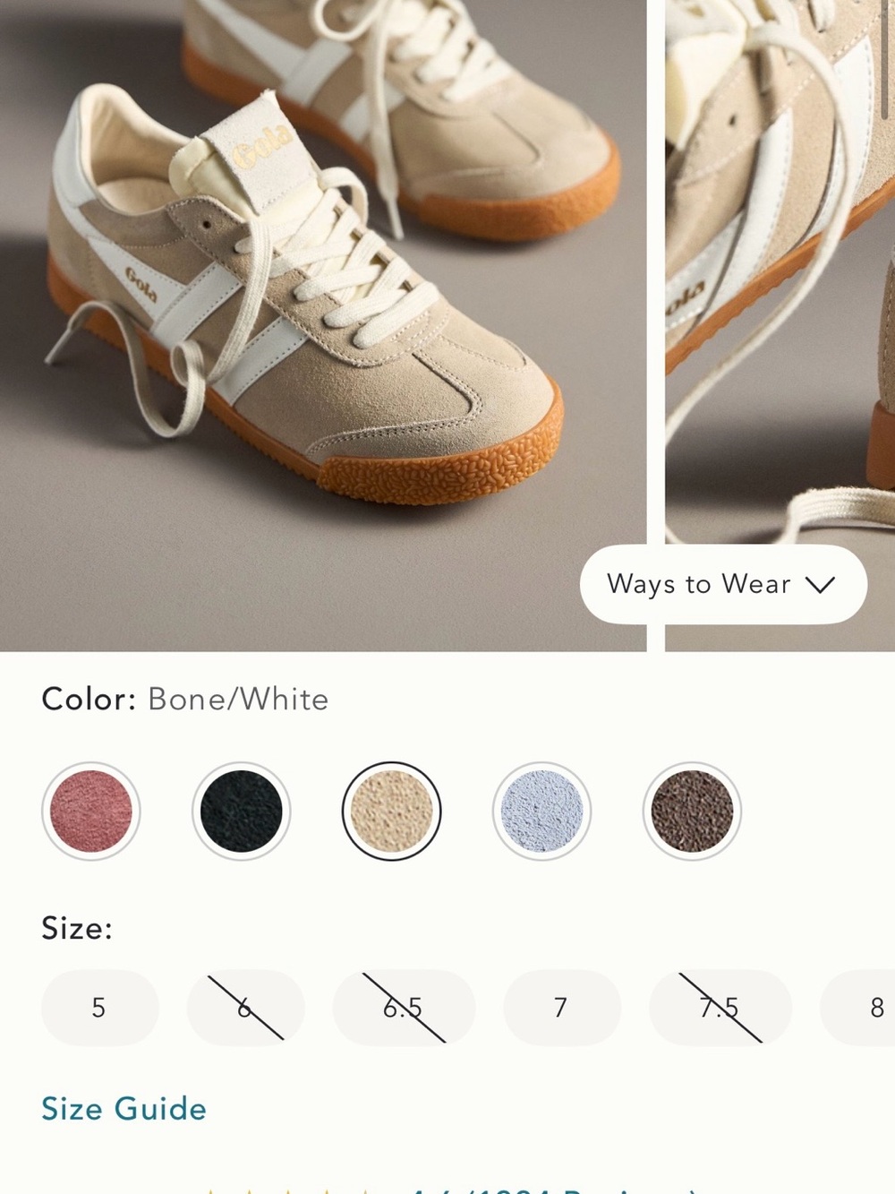 Gola Elan Bone and White Suede Sneakers